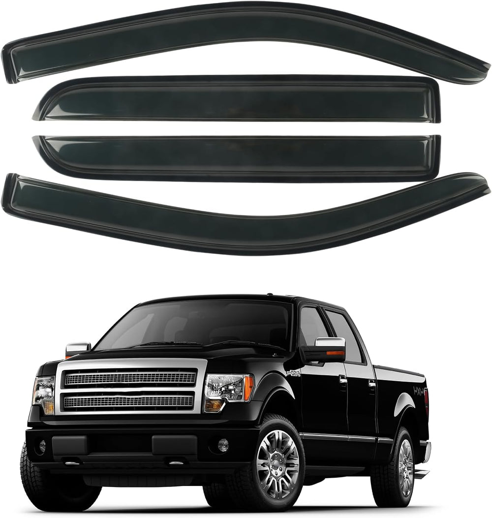 Rain Guards Window Visors Fit for 2009-2014 Ford F150 SuperCrew Cab Truck