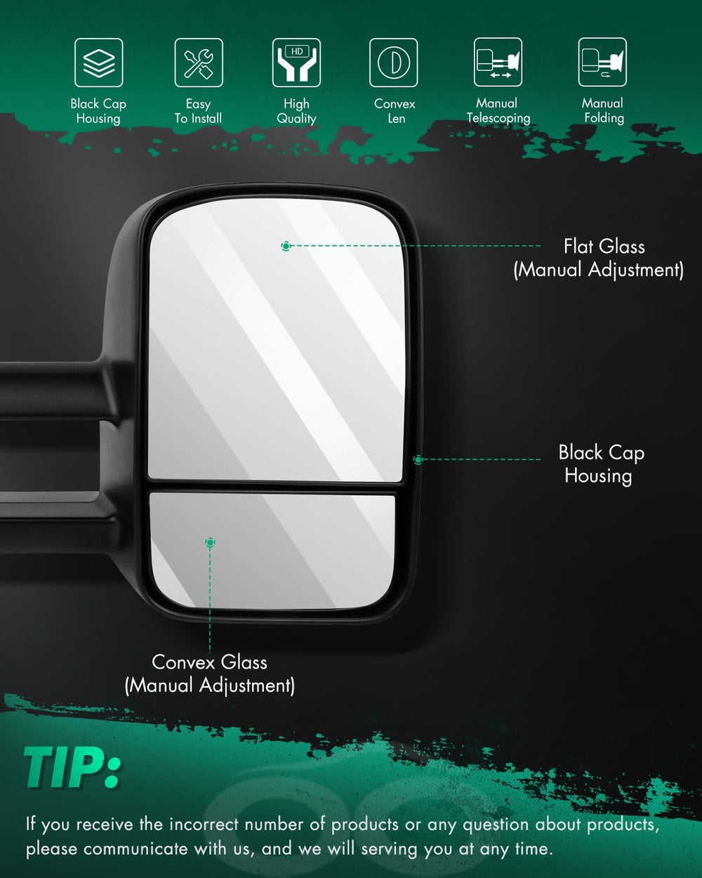 SCITOO Towing Mirrors Fit Chevy GMC Exterior Accessories Mirrors Fit 1999-200...