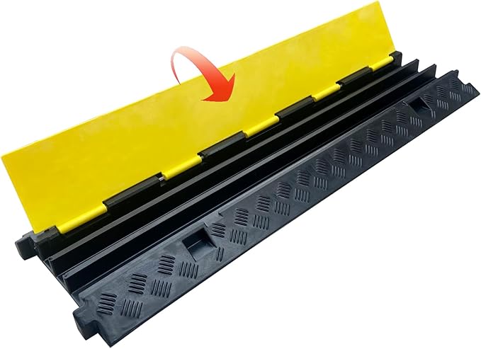 2 Pack Rubber Cable Ramp Hose Cable Protector Ramp 3 Channel 22000Lbs Load