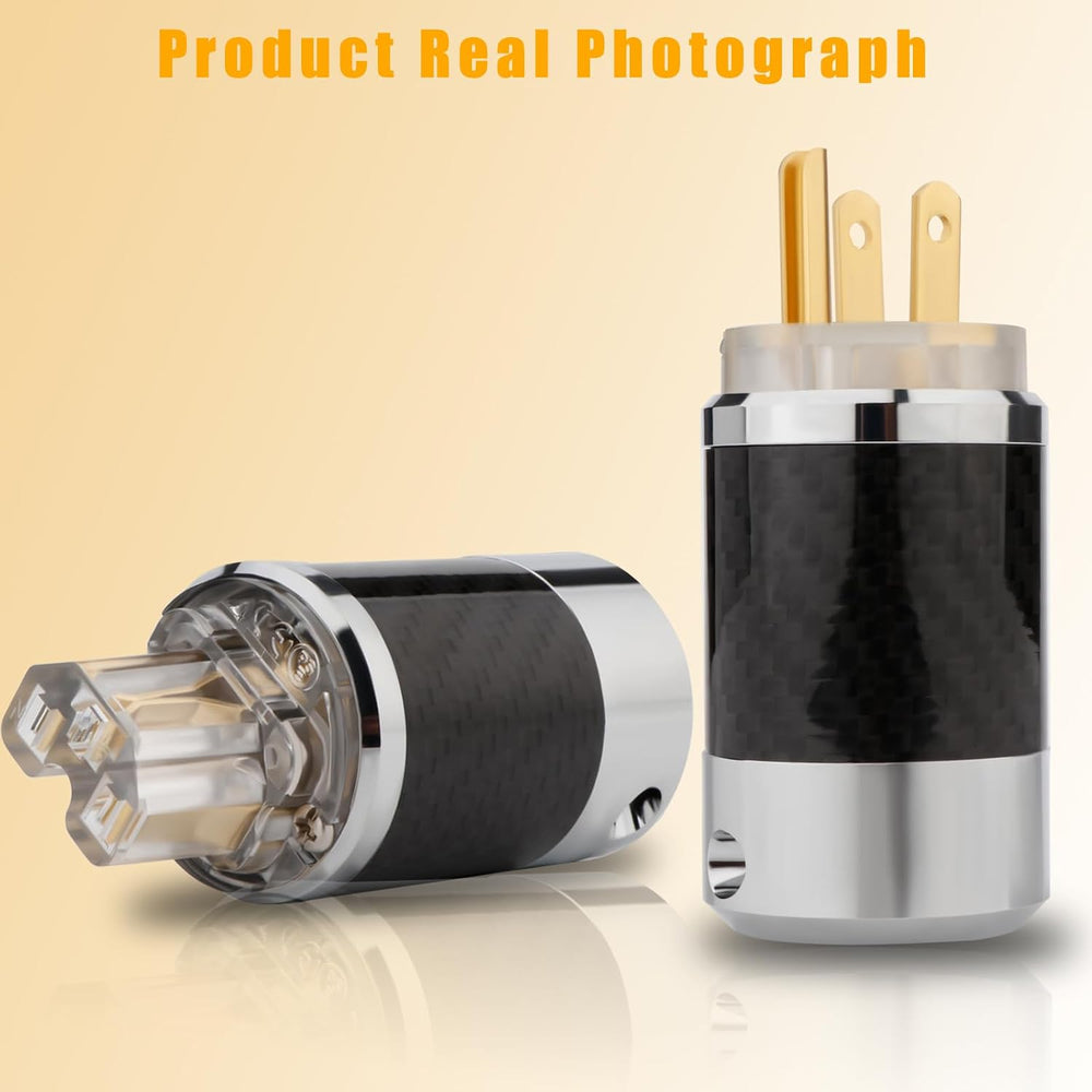 Audio Power Plug Black Carbon Fiber Transparent Aluminum Shell(Gold Plated)