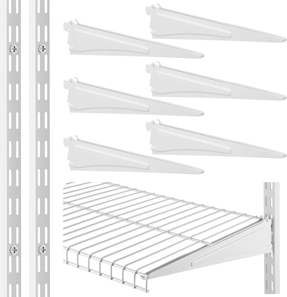 CroBlissful 47.5 Inch Twin Rail Upright Wall Shelving System with 16 Inch Loc...