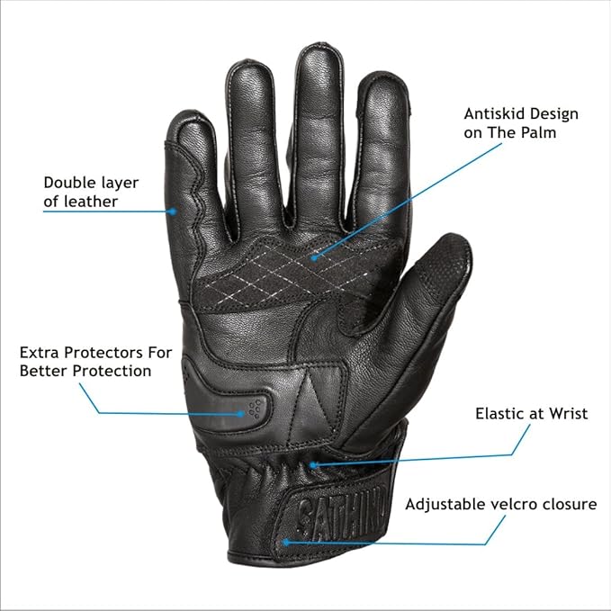 Leather Motorcycle Gloves for Men and Women | Touchscreen | Full Finger |