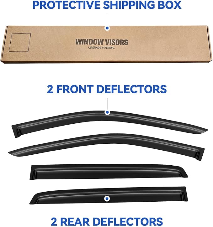 Window Visors Rain Guards for 2019 2020 2021 2022 2023 Ford Ranger Supercrew