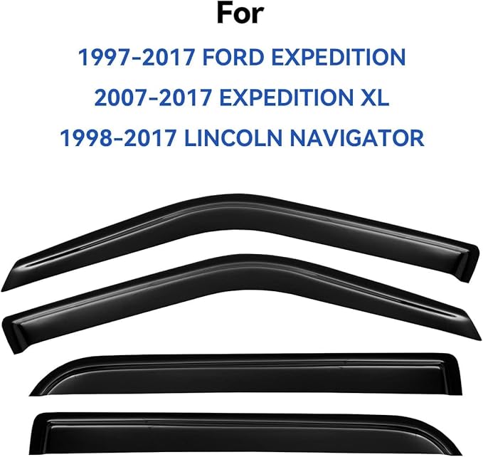 Window Visors Rain Guards for 1997-2017 Ford Expedition, Out-Channel Window