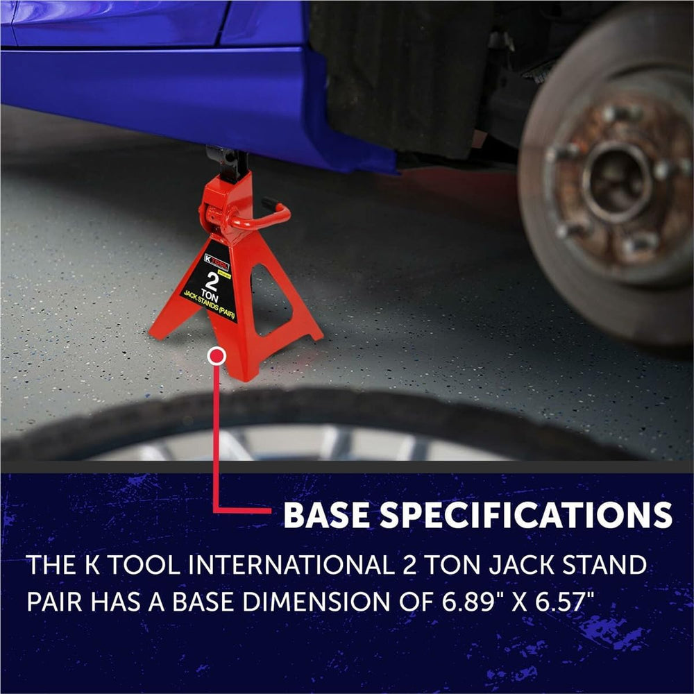 K Tool International 61201 2 Ton Automotive Jack Stands for Garages, Repair S...