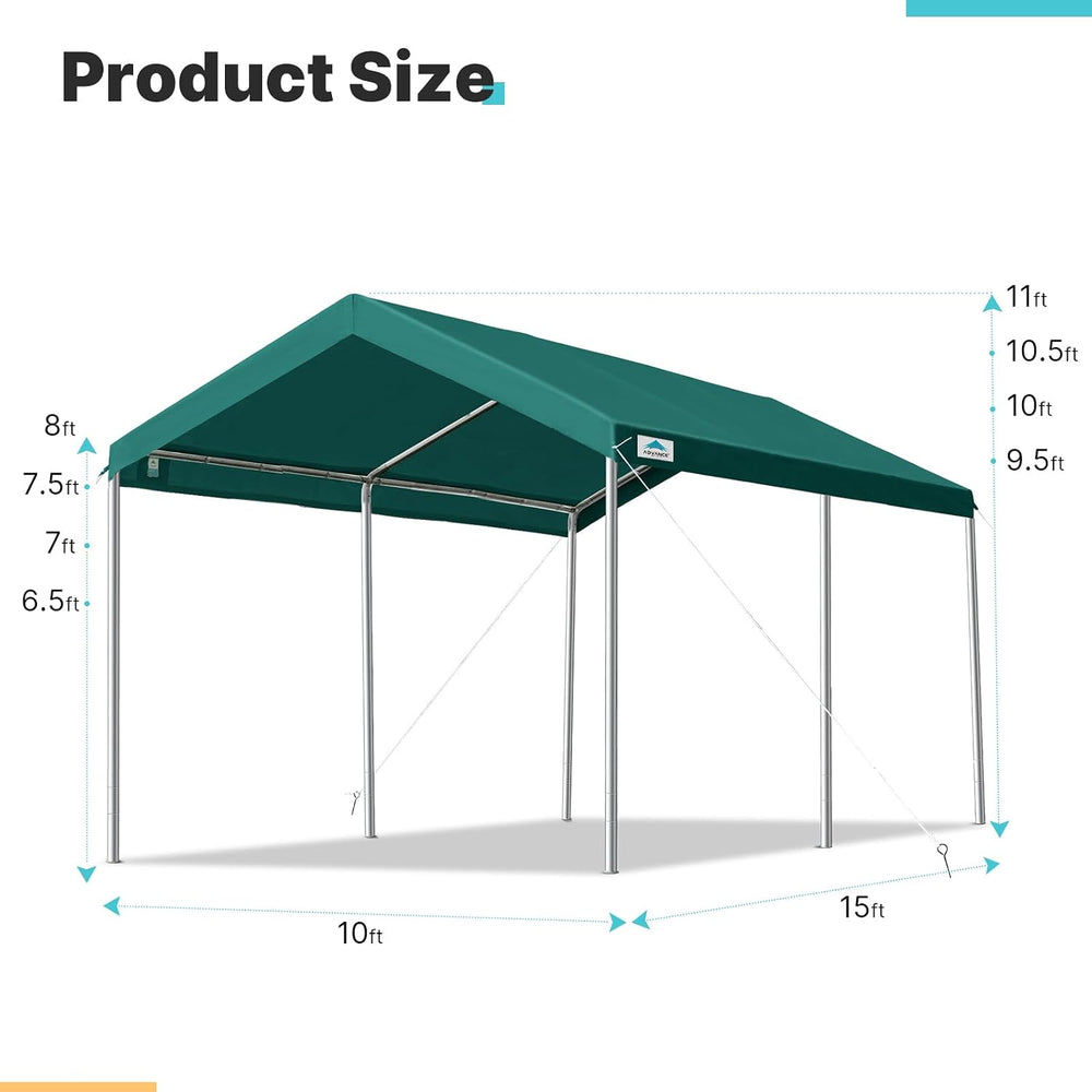 ADVANCE OUTDOOR Adjustable 10x15 ft Heavy Duty Carport Car Canopy Garage Boat...