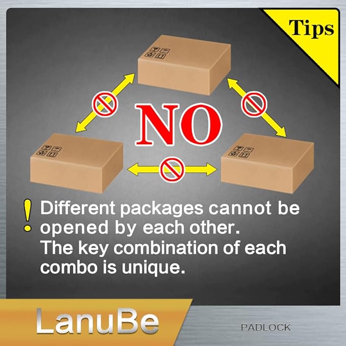 LanuBe Lock Laminated keyed Padlock, keyed Alike Locks, Long Shackle, Marked ...
