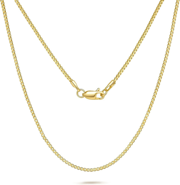 14K Gold Necklaces for Women Men 0.8/1.1/1.3mm Box Chain Necklace
