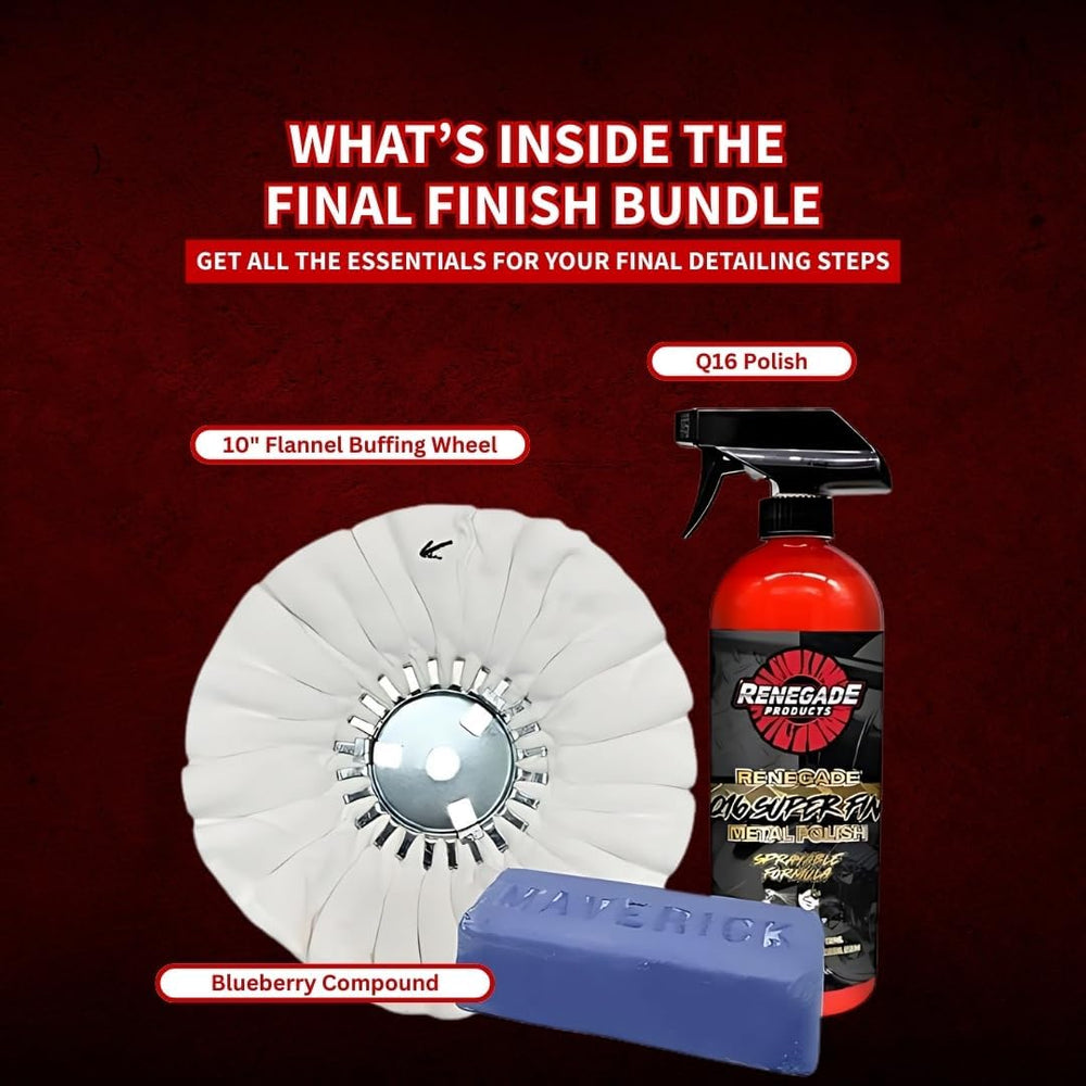 Renegade Products Polishing Final Finish Kit – Q16 Polish, 10" Flannel B...