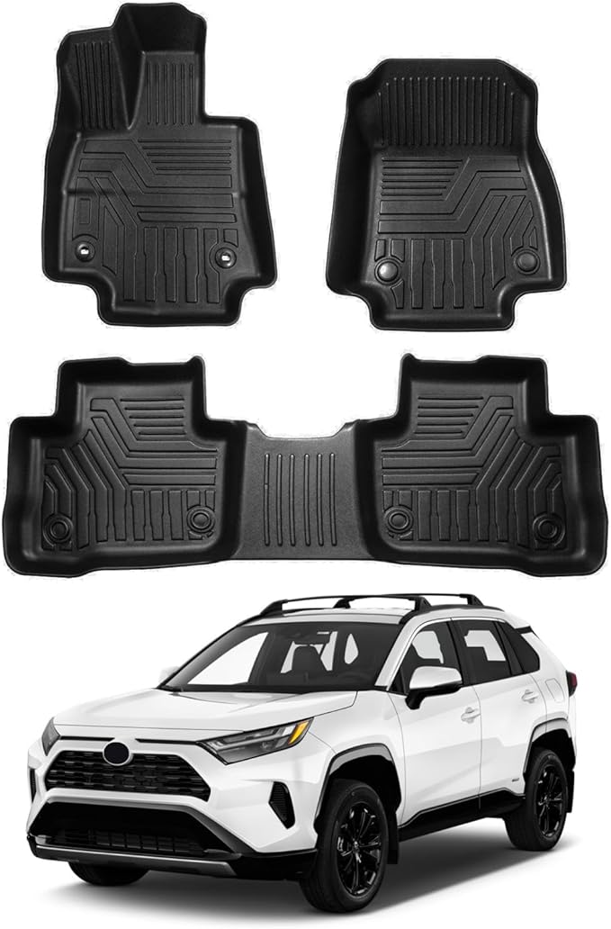 Powerty Floor Mats for 2019-2024 2025 Toyota RAV4 Accessories All Weather Floor