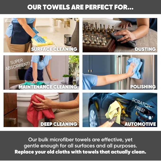 16" x 16" All Purpose Microfiber Towels (50 Pack)