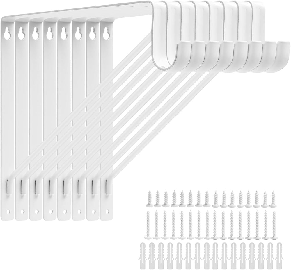8 Pack Closet Shelf Rod Brackets, 11x11in Closet Brackets, White