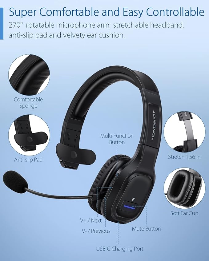 HomeSpot JM100 Trucker Bluetooth Headset