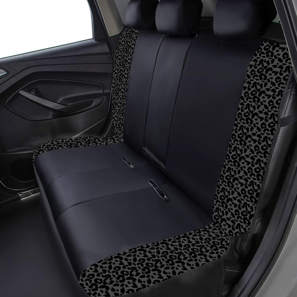 Flying Banner Carbon Fiber Leather Vehicle Seat Covers, Leopard Gray Black, U...