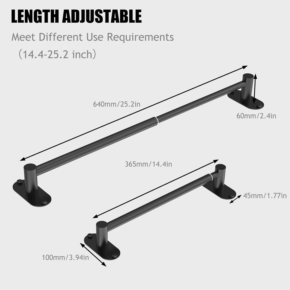 Towel Bar, Adhesive or Drill Wall Mount, Matte Black, 4 Pack