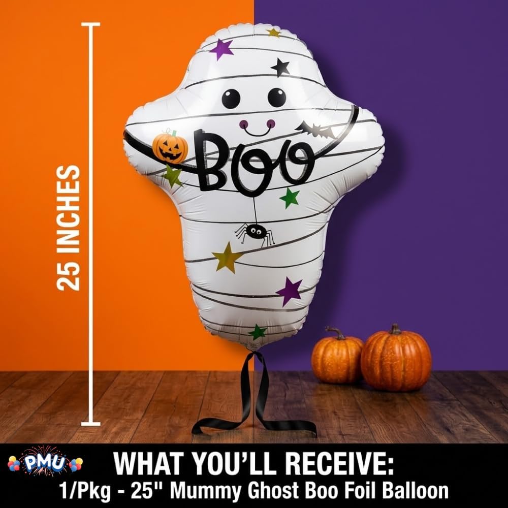 PMU 10 Pc Mummy Ghost 25in Balloon for Halloween Party Spooky Decorations