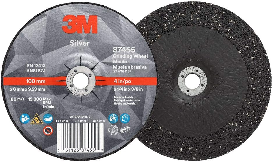 3M Silver Depressed Center Grinding Wheel, 87455, 36+, T27