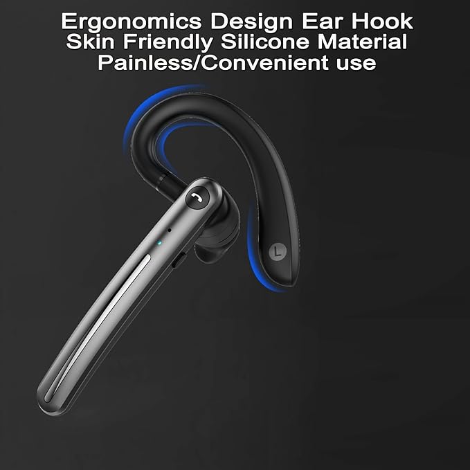 IHAO Single Ear Wireless Bluetooth Earphone Noise Cancelling Stereo Dual HD Mic
