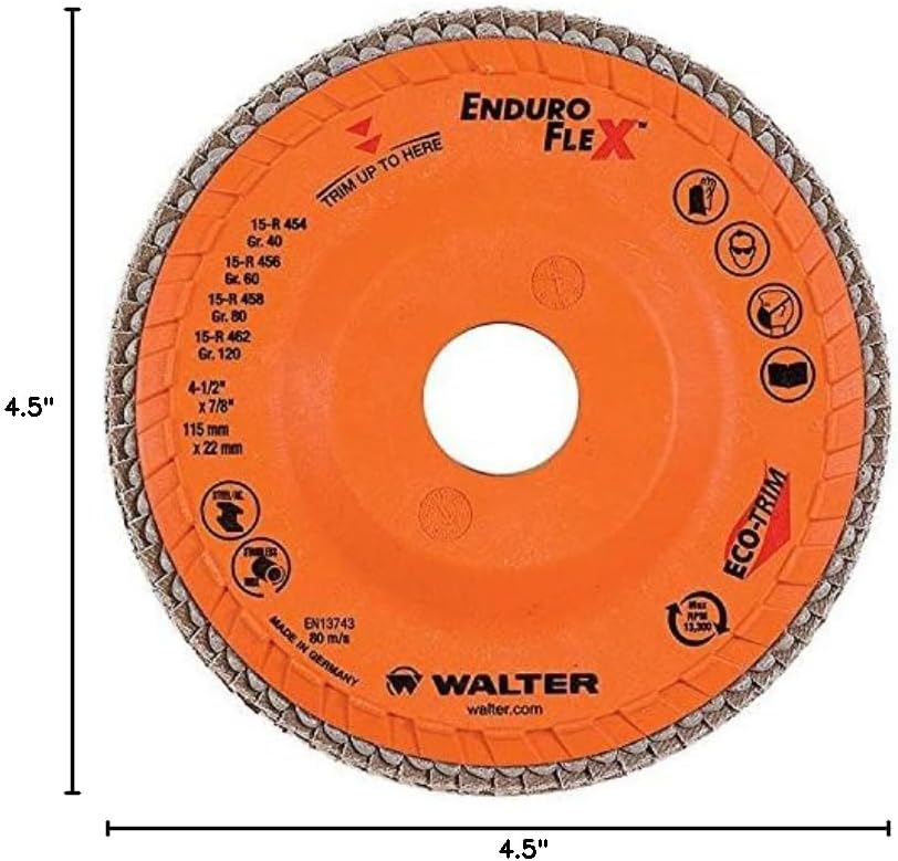 Walter Enduro-Flex™ Flap Disc, Spin-On 4-1/2" X 5/8"-11 Grit 60, Pa...