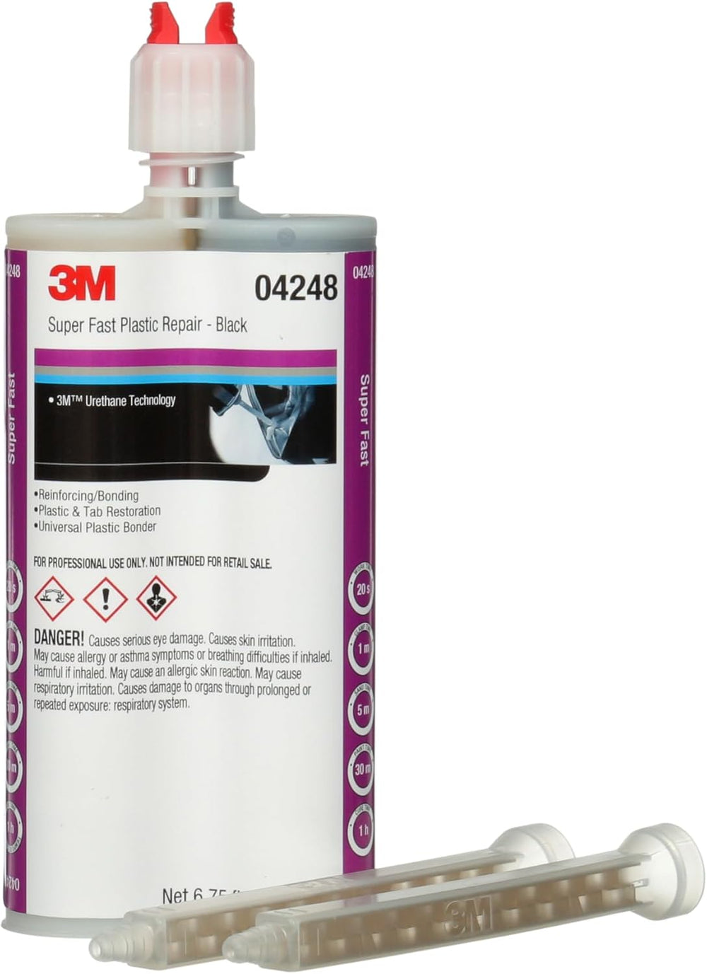 3M Super Fast Plastic Repair Adhesive, 04248, Black, 200 mL Cartridge