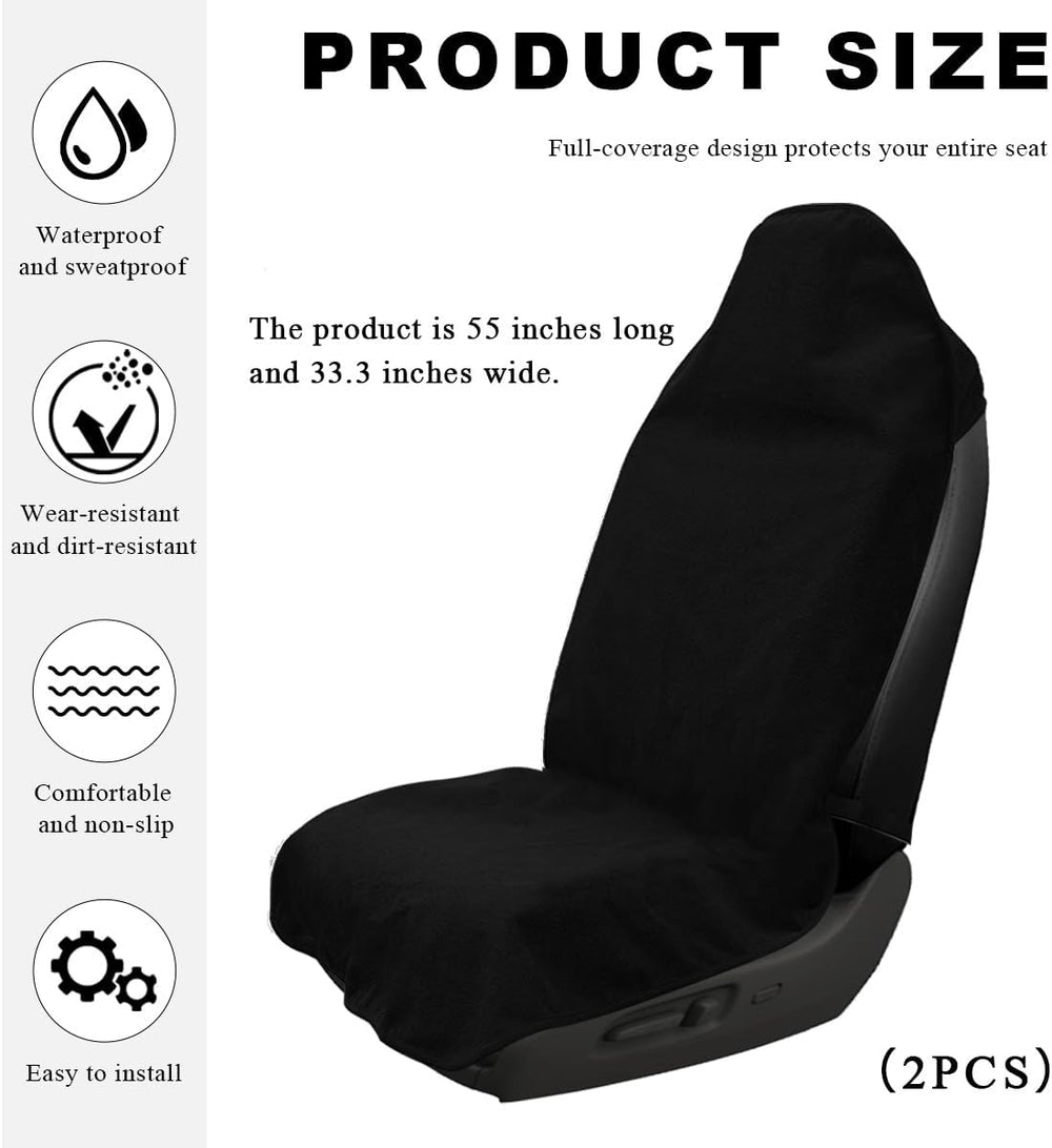 DXNQ 2PCS Car Towel Seat Cover, Waterproof Sweating Non-Slip Premium Soft Tow...