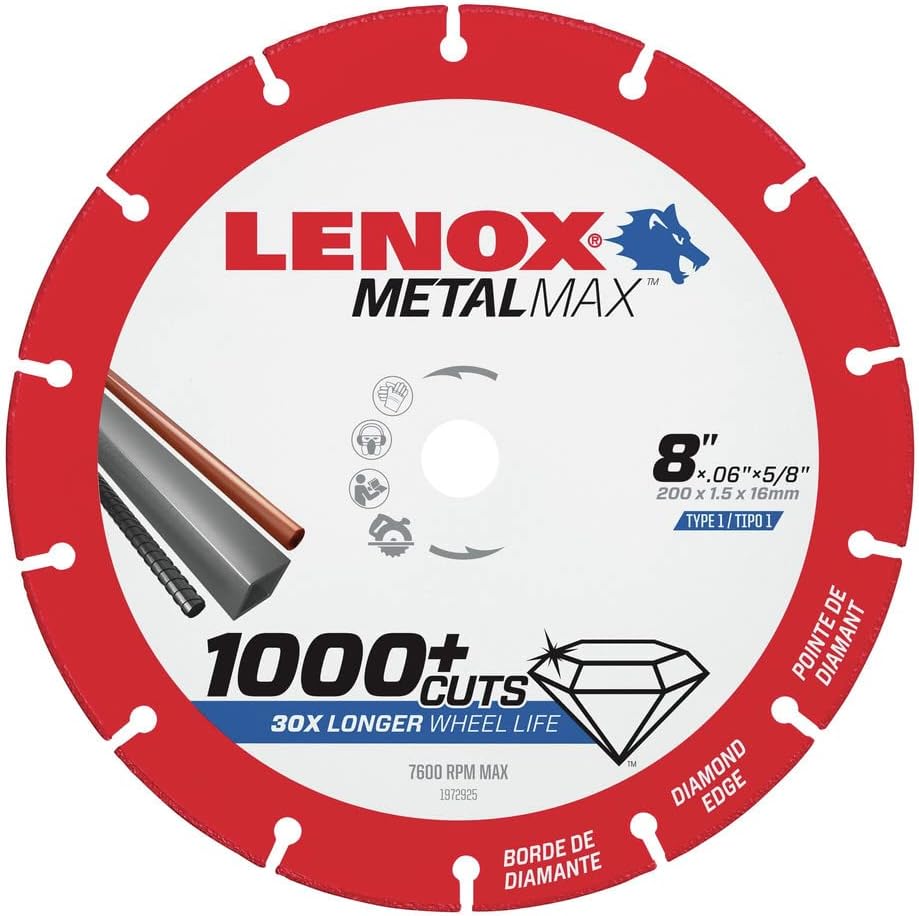 Lenox Metalmax 8 Inch Segmented Rim Diamond Edge Cutoff Wheel for Metal