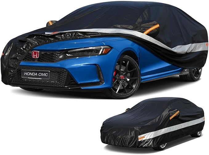 10 Layers Car Cover Custom Fit for Honda Civic Sedan Waterproof All Weather for