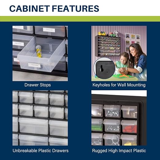 Akro-Mils 44-Drawer Plastic Drawer Storage Cabinet (Pack of 2)