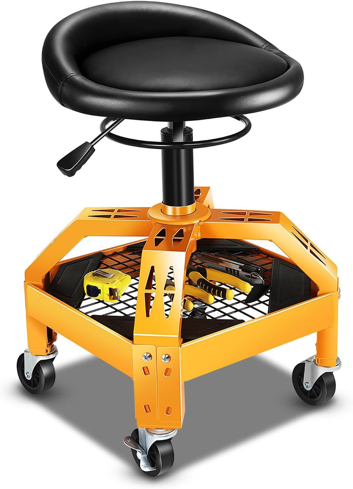 DNA MOTORING Rolling Padded Seat Adjustable Height Seat 330lbs Capacity Rolling