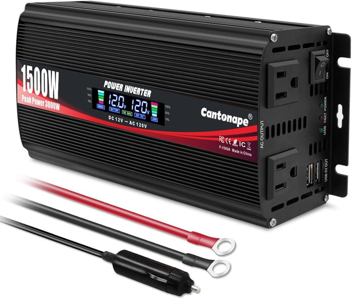 1500W Power Inverter 12V to 110V/120V Car Charger Converter