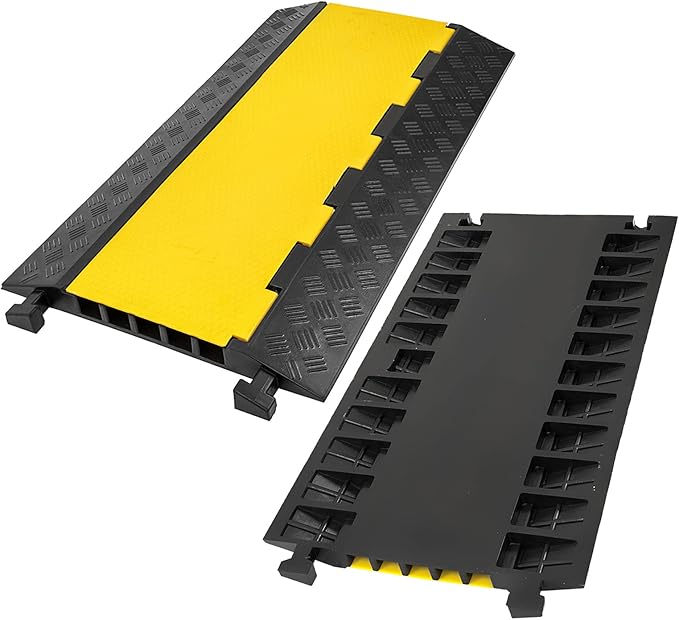 CXRCY Cable Ramp 1 Pack of 5 Channel PVC Rubber Cable Protector, 18000lbs