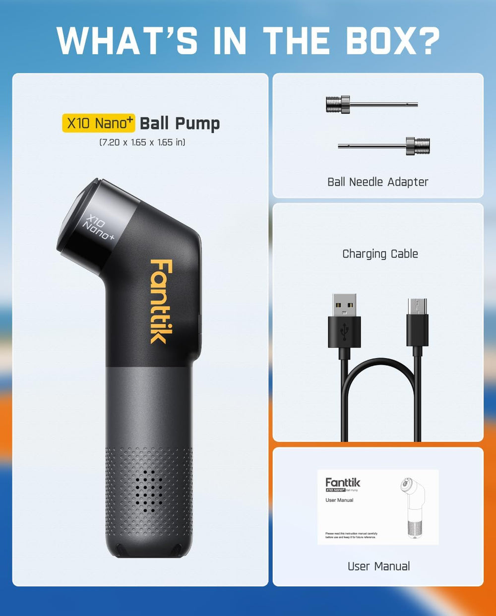 Fanttik X10 Nano+ Electric Ball Pump, Inflate & Deflate, Auto-Shutoff