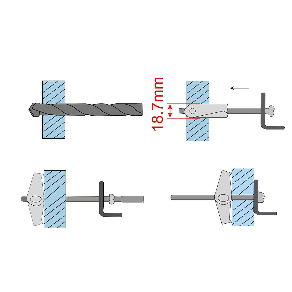 uxcell 20Pcs Spring Toggle Bolt Anchors, 3/8"x3" Butterfly Anchors ...