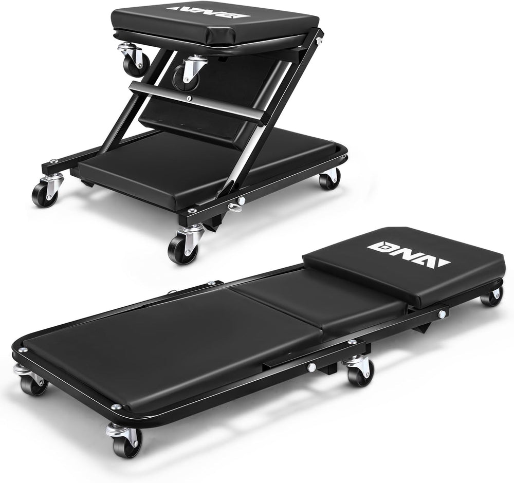 DNA MOTORING 36 Inches Folding 2 in 1 Rolling Z Creeper, Adjustable Roller (6...