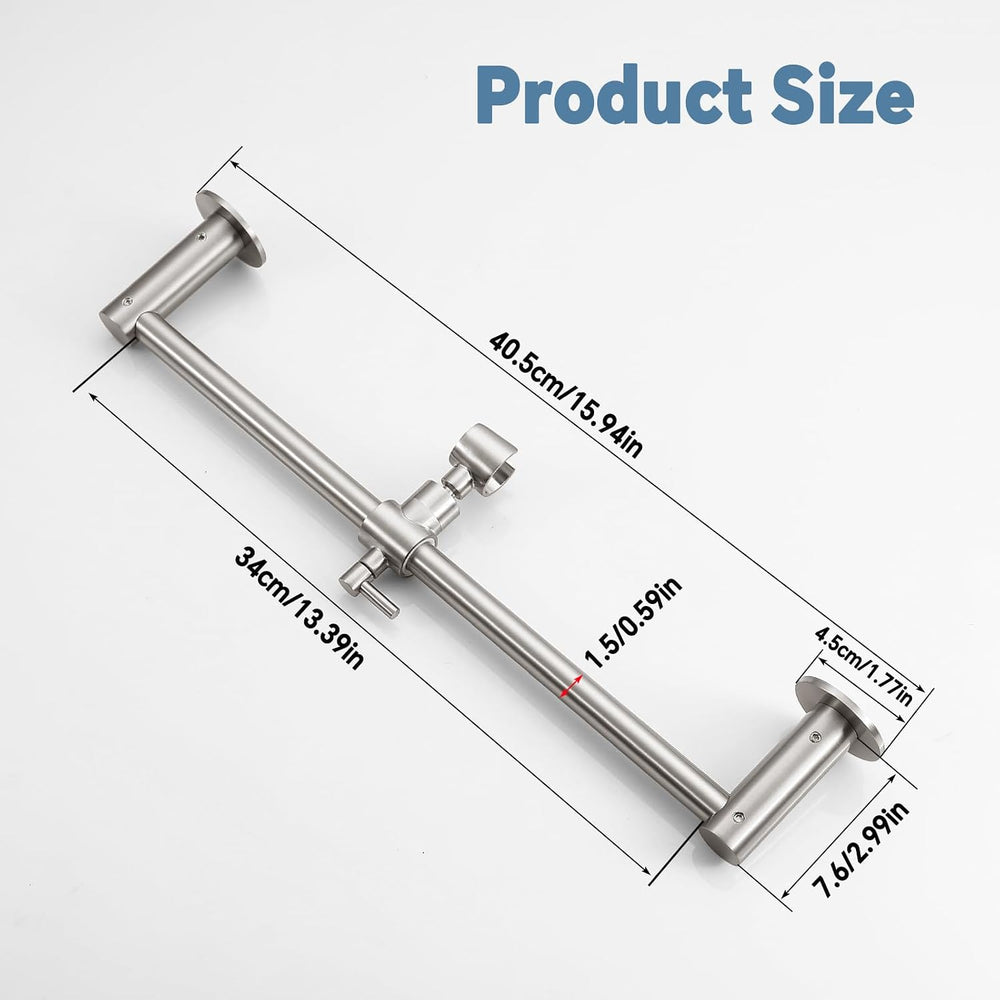 Shower Slide Bar Adjustable Handheld Shower Head Holder Wall Mount - 15inch A...