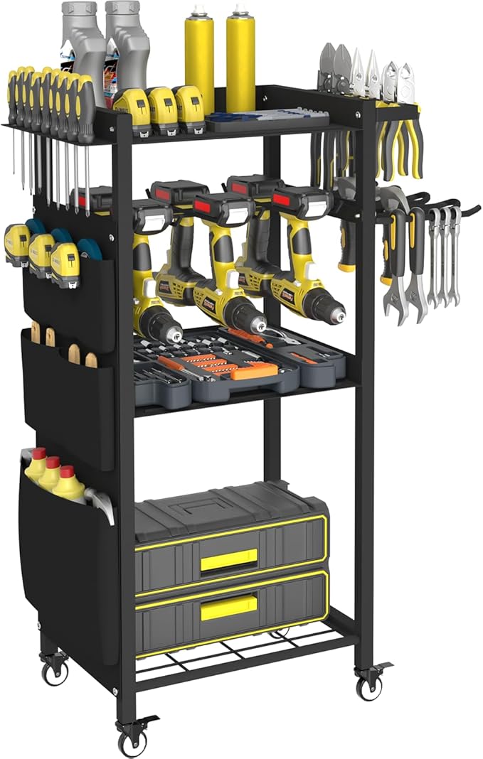 Artibear 4-Tier Rolling Power Tool Organizer Storage Cart, Garage Organization