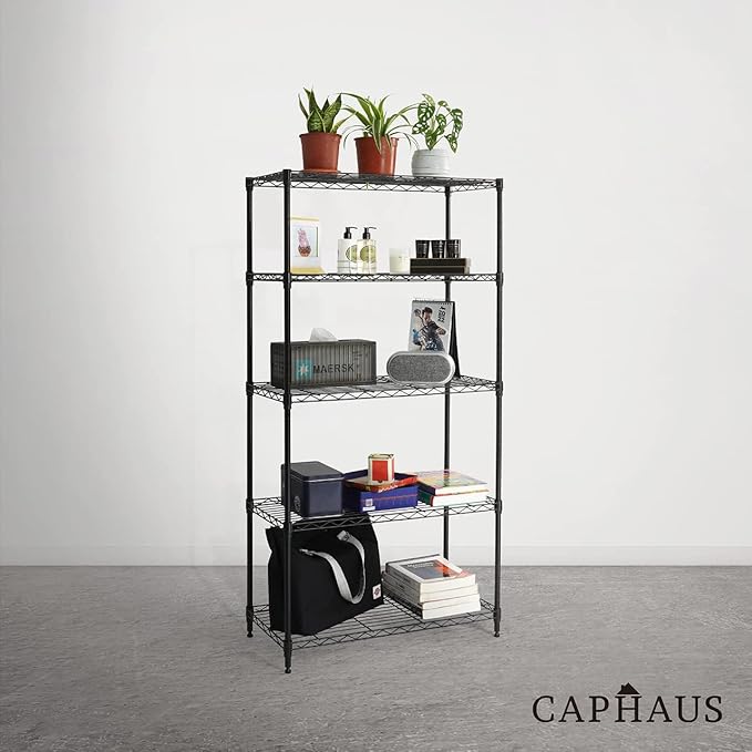 CAPHAUS 3/4/5-Tier Adjustable Height Wire Shelving Unit, Wire Rack Shelving