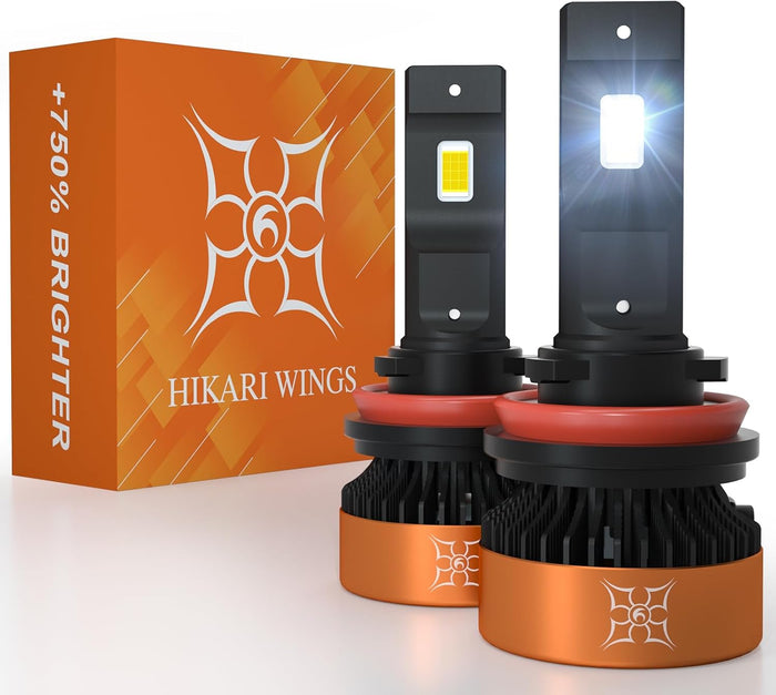 HIKARI WINGS H11/H8/H9 LED Fog light, 30000LM Pure White 6000K LED Bulbs (Pack of 2)