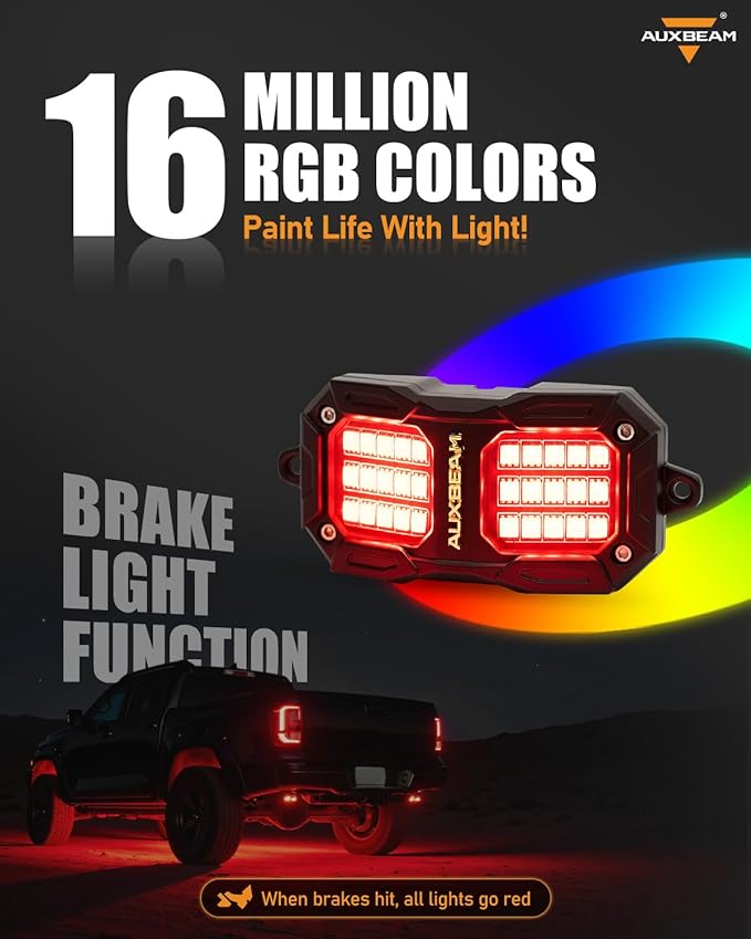 Auxbeam 2-Pod Dynamic Color Changing RGB LED Rock Lights