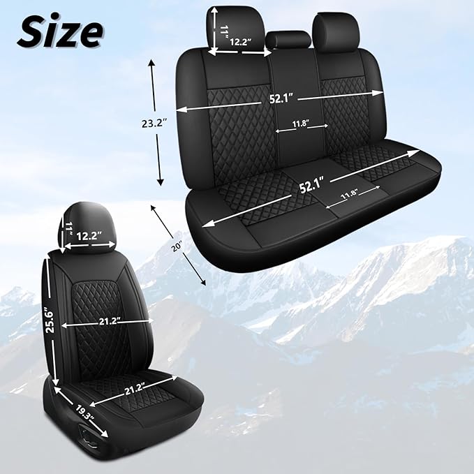 Leather Car Seat Covers, Breathable and Waterproof Seat Cover Full Set