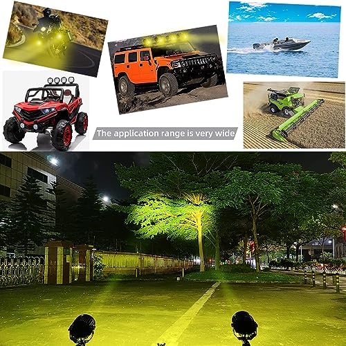 STDYSUN Round LED Yellow Offroad Driving Fog Pod Lights 2Pcs 3.5Inch Spot Bea...