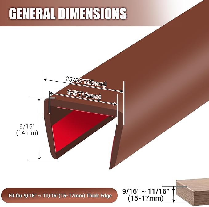 Rubber Edge Trim, Flexible Edge Banding, 5/8" U Channel Furniture Edge P...