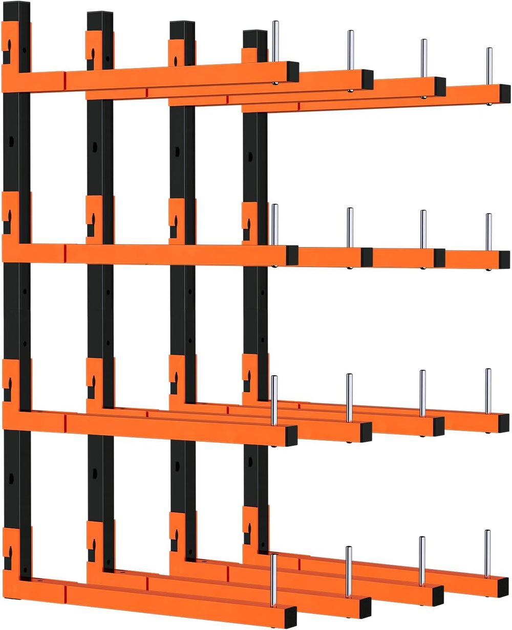 4 Pack Lumber Storage Rack, Wall Mount Removable & Adjustable Lumber Rack...