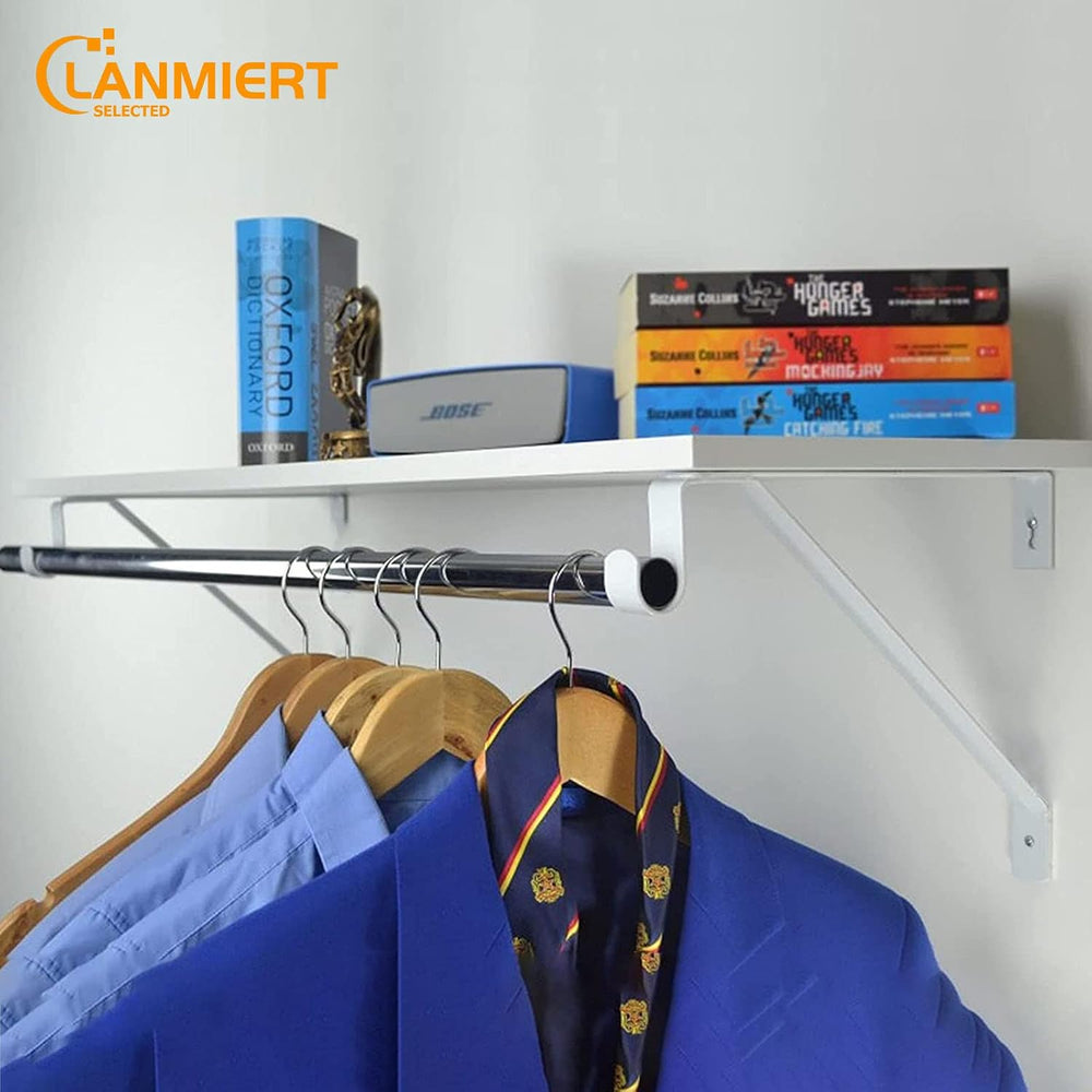 Heavy Duty Closet Rod Bracket, Adjustable Closet Shelf & Rod Brackets for...