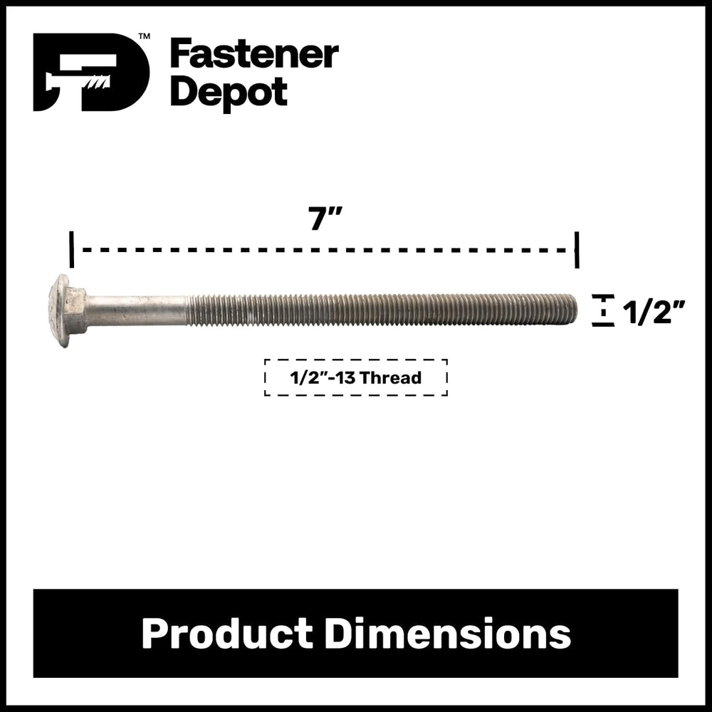 1/2"-13 x 7 (25 Sets) Hot Dipped Galvanized Carriage Bolt Kit for Exteri...
