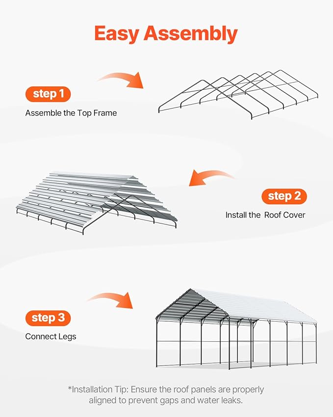 VEVOR Heavy Duty Metal Carport, Car Tent Garage Shade