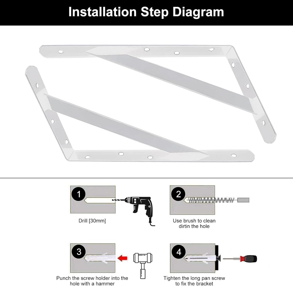 Heavy Duty Shelf Brackets Wall Mount Steel Bracket Wall Brackets for Shelves ...