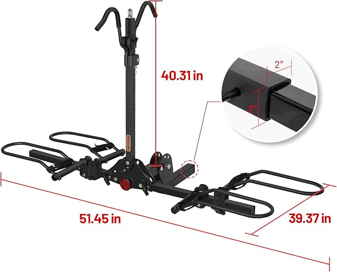 Rockland Foldable 2-Bike Rack, 200 lbs Capacity, Hitch Mount Bike Rack