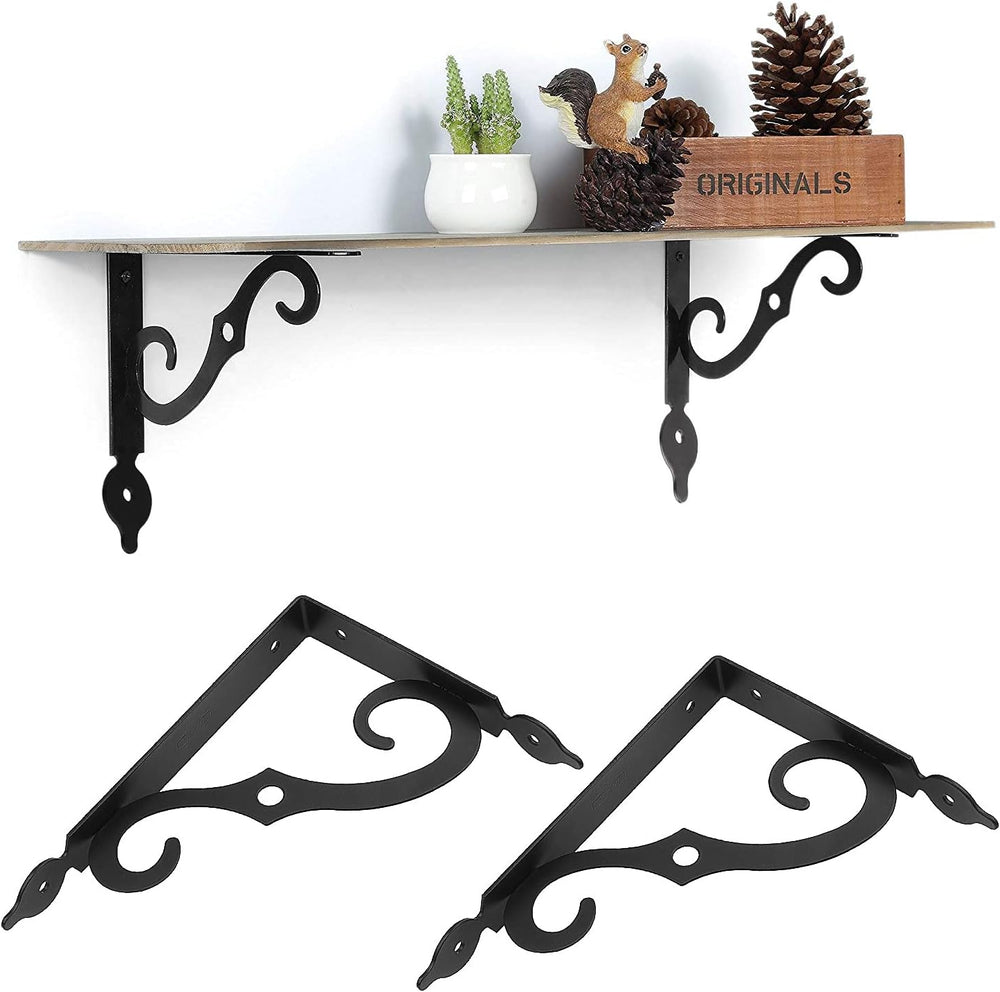 Acrux7 12 Pack Decorative Shelf Brackets - 10 inch Wall Mounted Floating Shel...