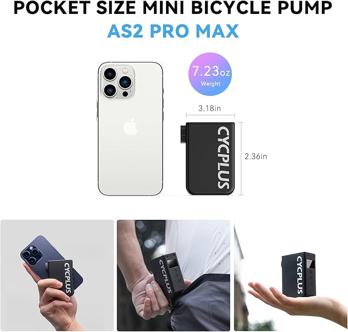 CYCPLUS Tiny Pump Mini with Gauge, Max 120 PSI Cordless Bicycle Air Pump